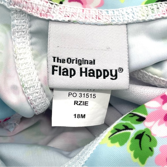 EUC Flap Happy Alissa Ruffle Rash Guard Swimsuit in Blue Country Floral 18M - Picture 8 of 10